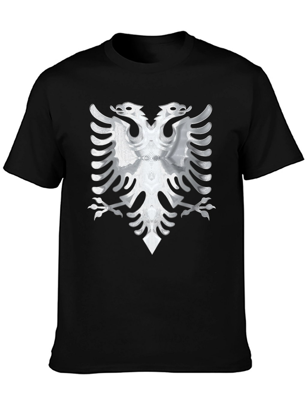 Black Tee with Silver Albanian Eagle Graphic