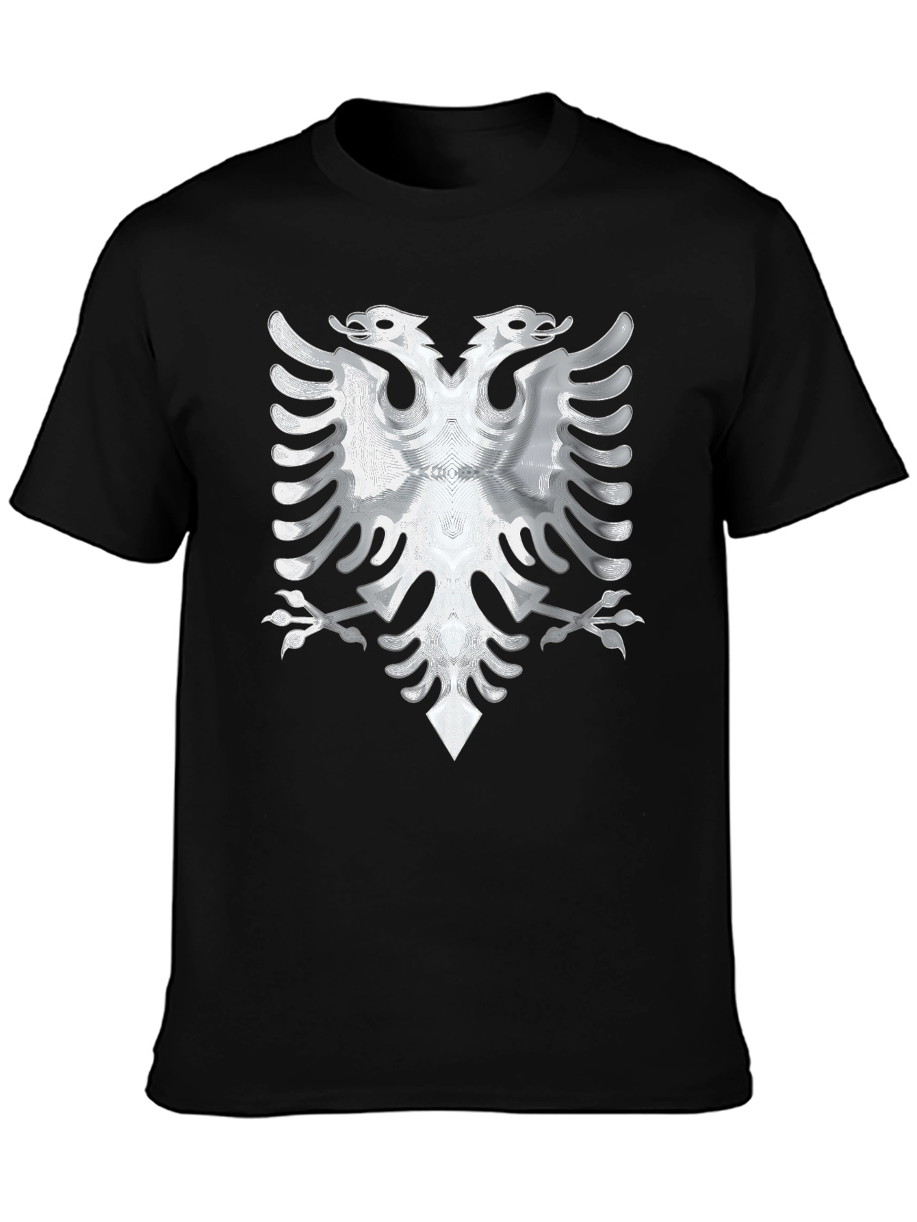 Black Tee with Silver Albanian Eagle Graphic