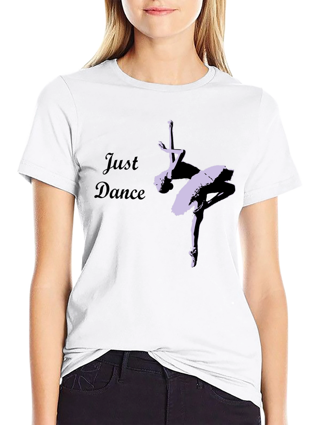 Just Dance Black T-Shirt - Ballet Dancer Design