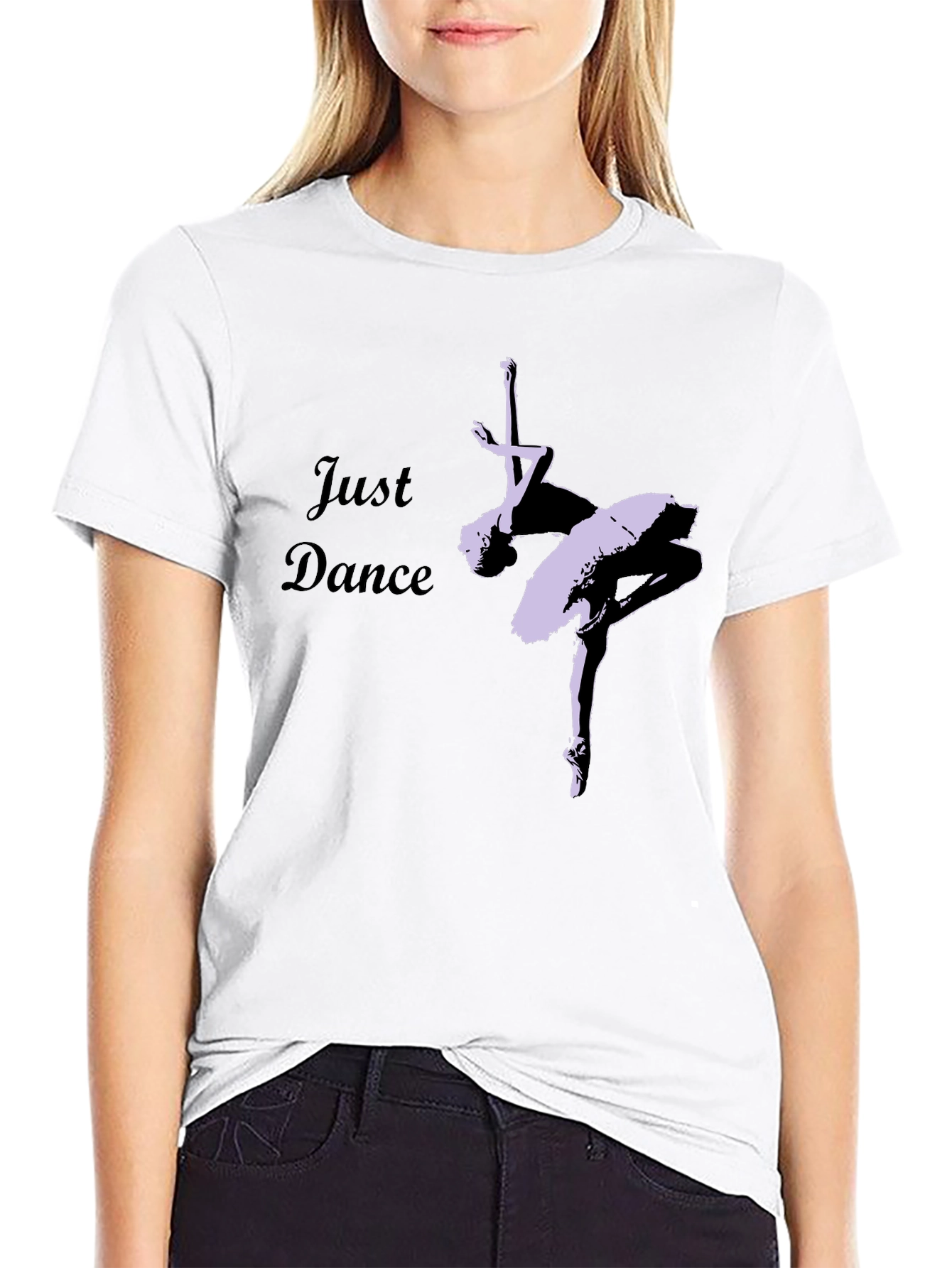 Just Dance Black T-Shirt - Ballet Dancer Design