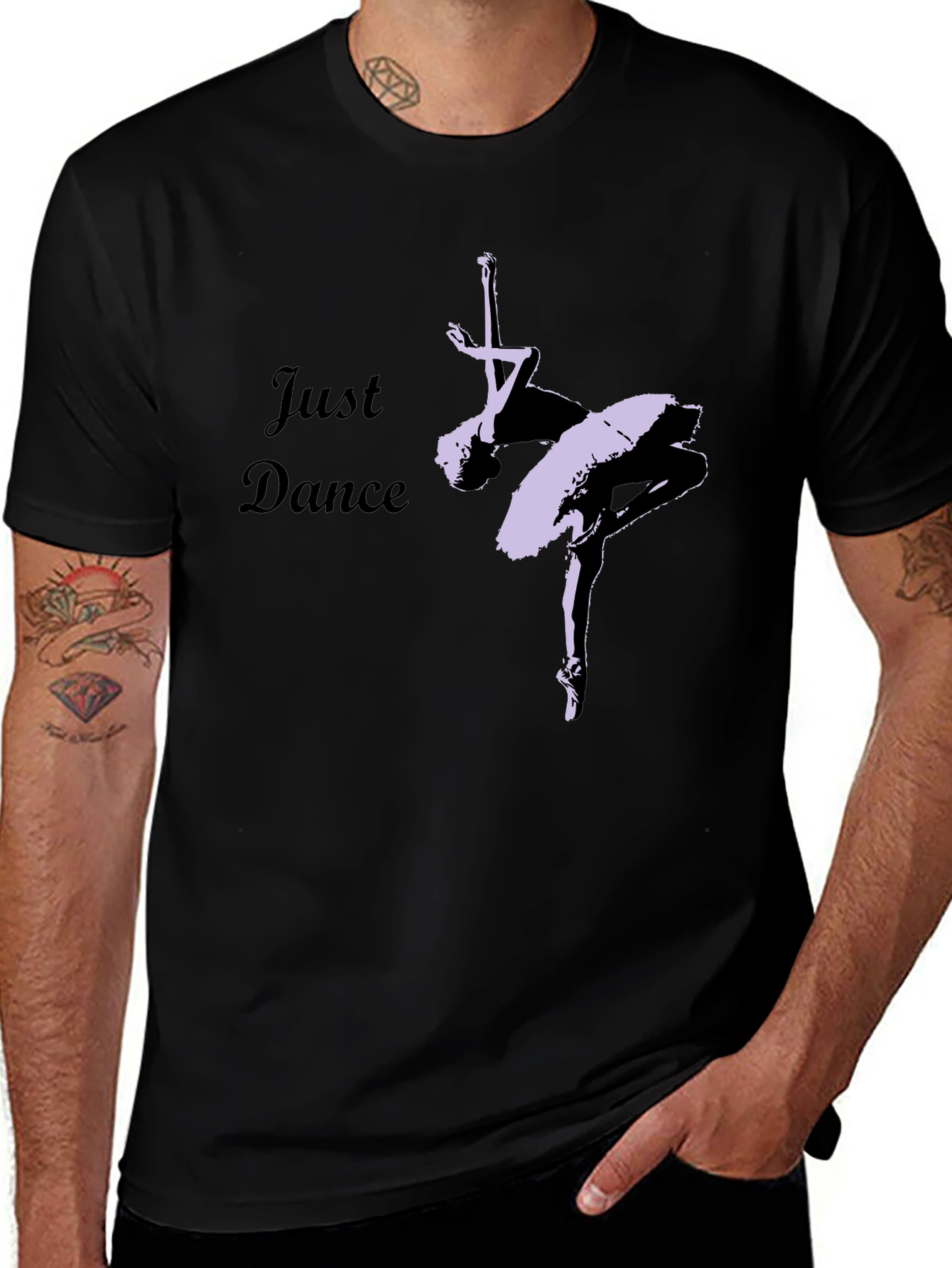 Just Dance Black T-Shirt - Ballet Dancer Design