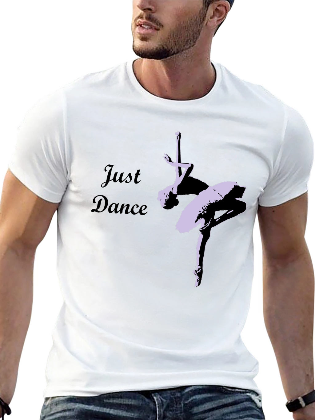 Just Dance Black T-Shirt - Ballet Dancer Design