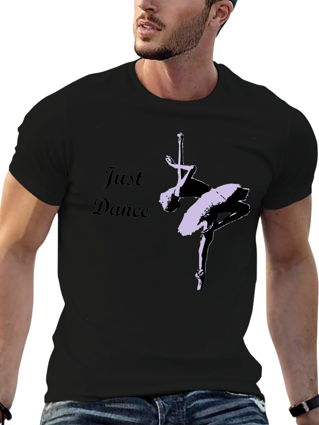 Just Dance Black T-Shirt - Ballet Dancer Design