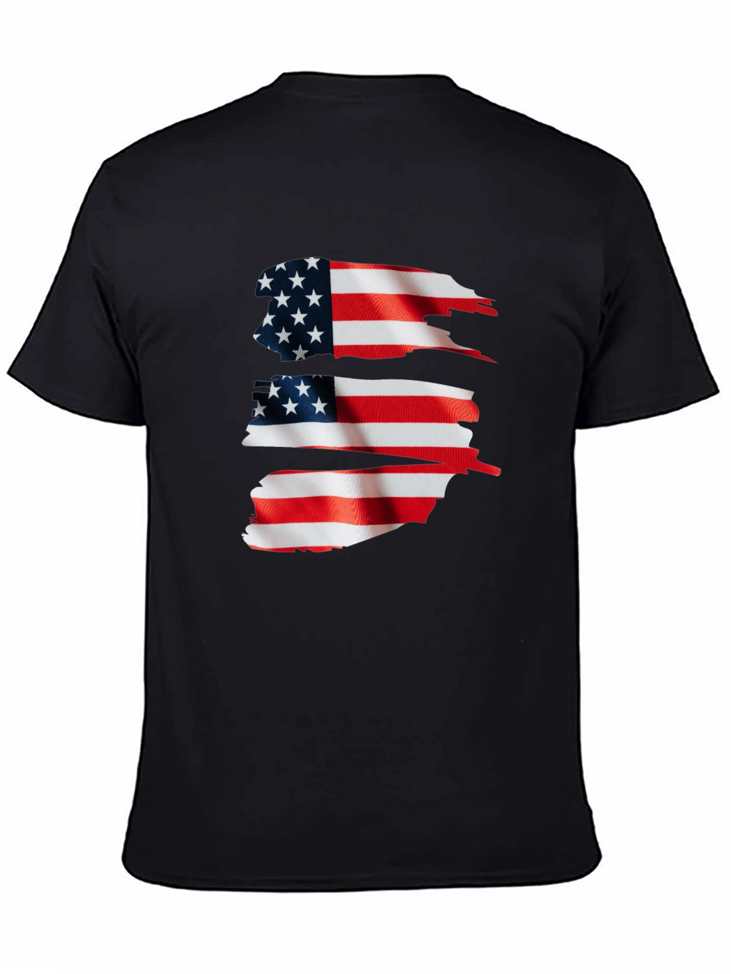American Flag Graphic Print Black T-Shirt
