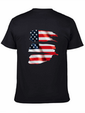 American Flag Graphic Print Black T-Shirt
