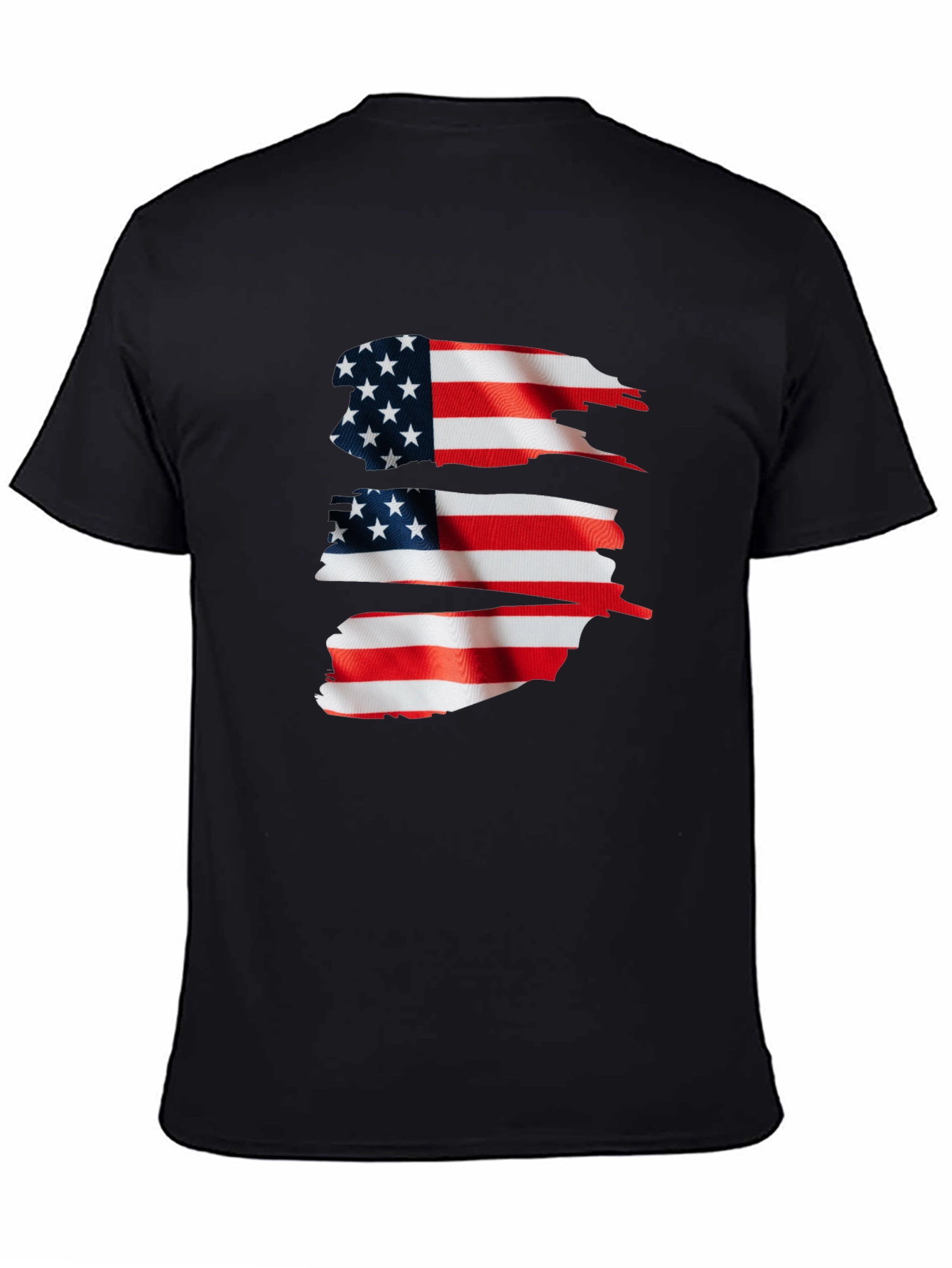American Flag Graphic Print Black T-Shirt