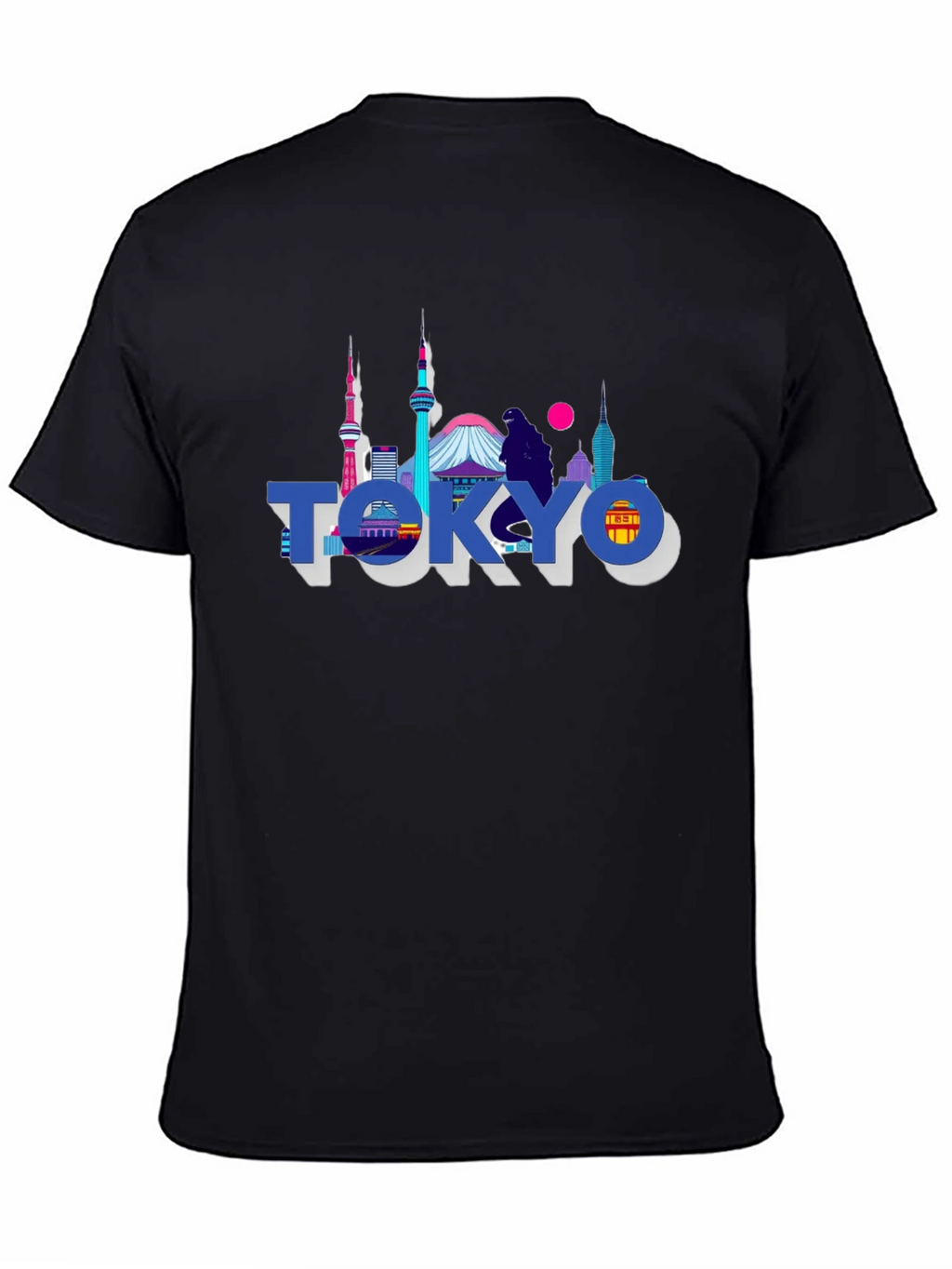 Tokyo Skyline Graphic Print Black T-Shirt
