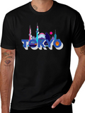 Tokyo Skyline Graphic Print Black T-Shirt