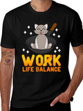 Work Life Balance Cat Pan T-Shirt