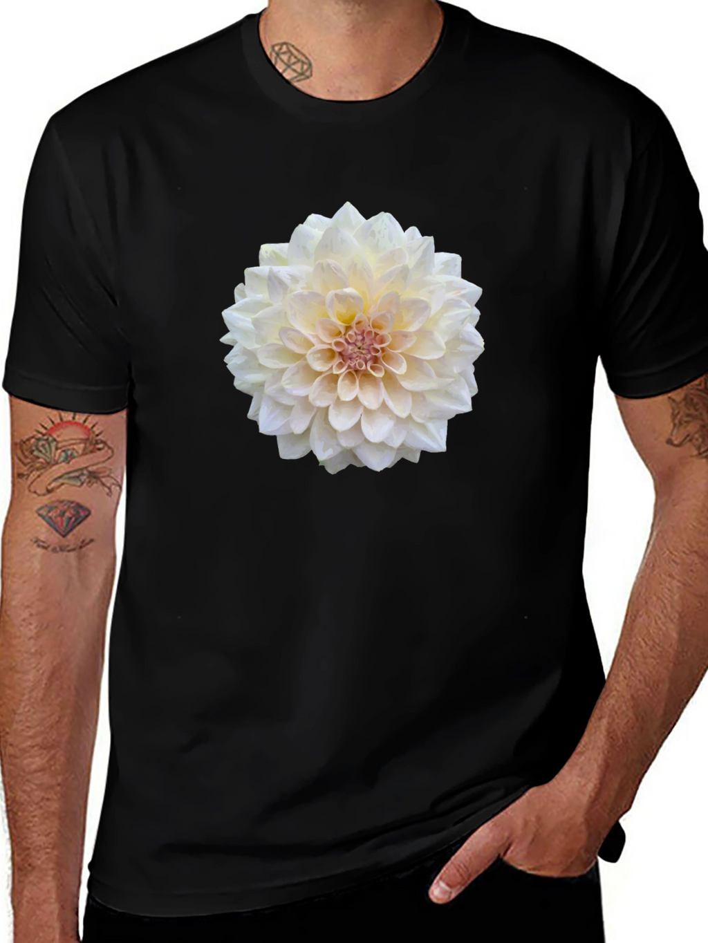 Floral Tee - Elegant Dahlia Flower Print T-Shirt