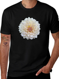 Floral Tee - Elegant Dahlia Flower Print T-Shirt