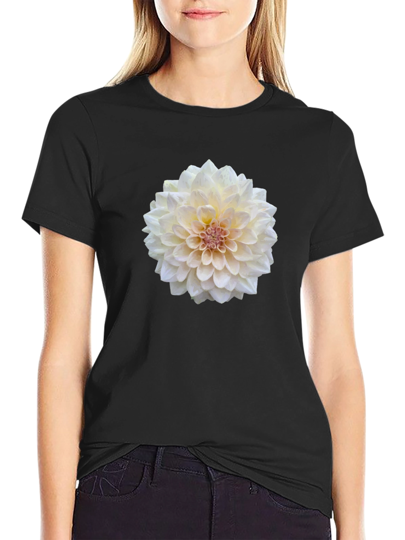 Floral Tee - Elegant Dahlia Flower Print T-Shirt