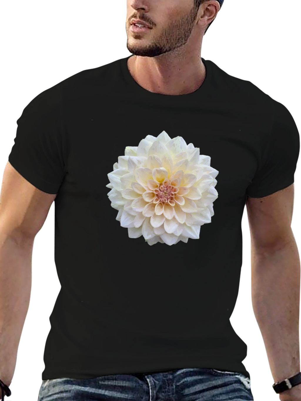Floral Tee - Elegant Dahlia Flower Print T-Shirt