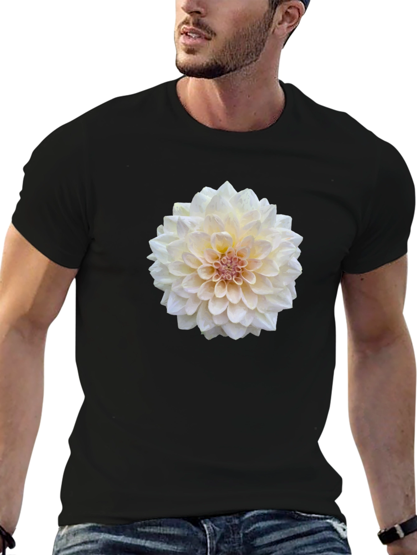 Floral Tee - Elegant Dahlia Flower Print T-Shirt