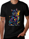 Geometric Cat T-Shirt - Modern Art Tee