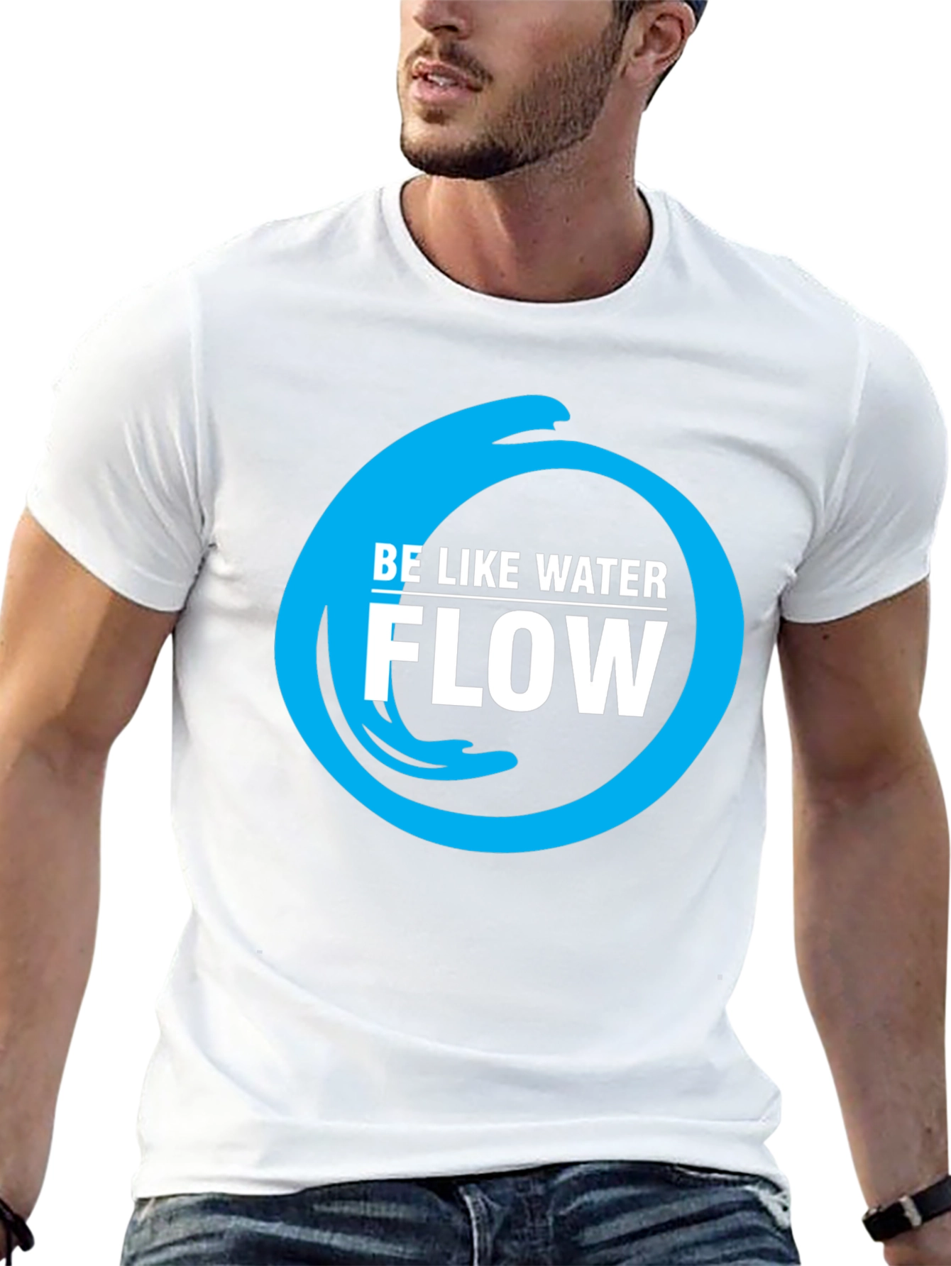 Be Like Water Flow Graphic T-Shirt - Black