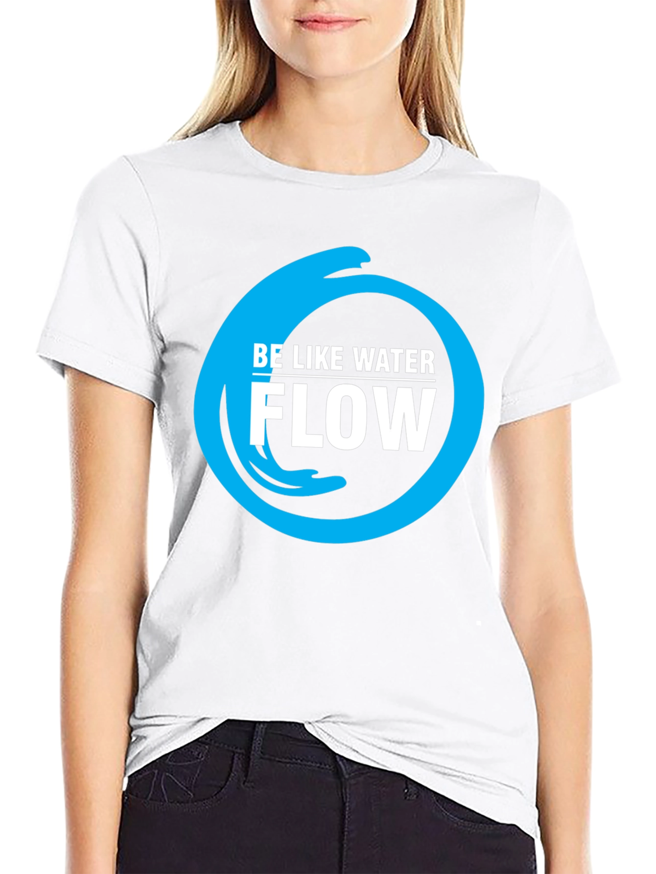 Be Like Water Flow Graphic T-Shirt - Black