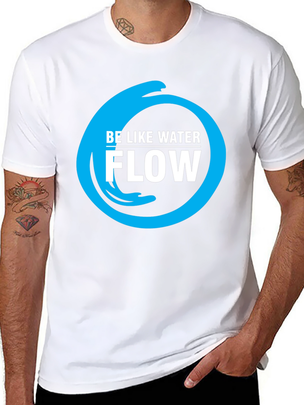Be Like Water Flow Graphic T-Shirt - Black