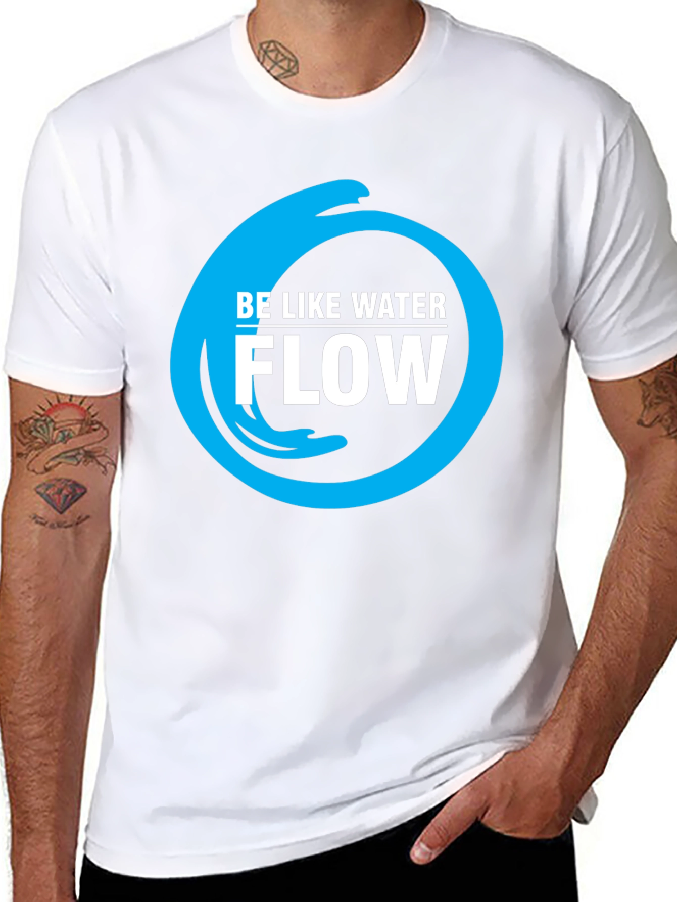 Be Like Water Flow Graphic T-Shirt - Black