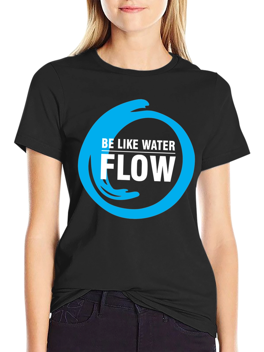 Be Like Water Flow Graphic T-Shirt - Black