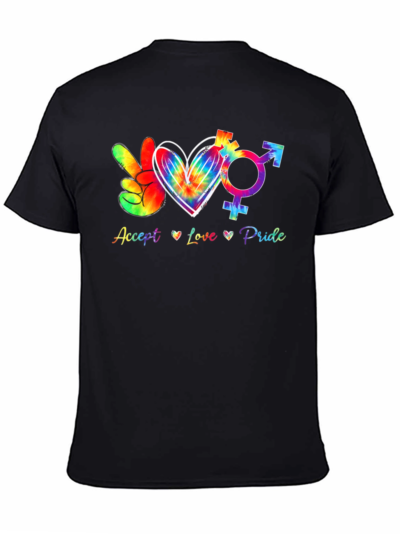 Accept Love Pride T-Shirt LGBTQ Tie Dye Peace Heart Symbol
