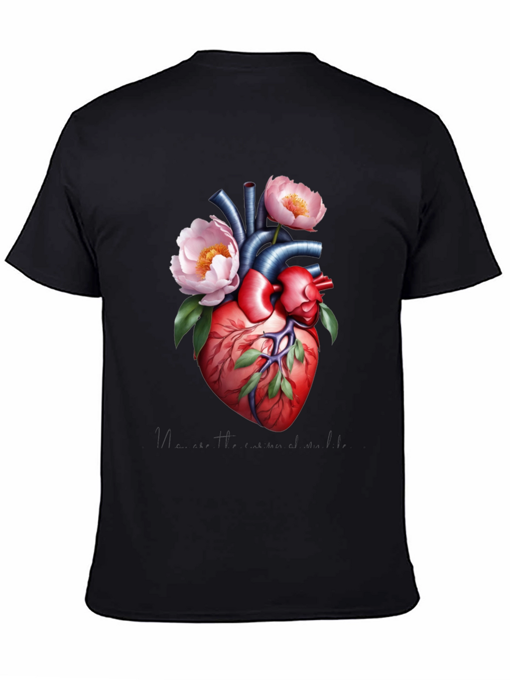 Floral Heart Graphic Tee - Unique Anatomical Design