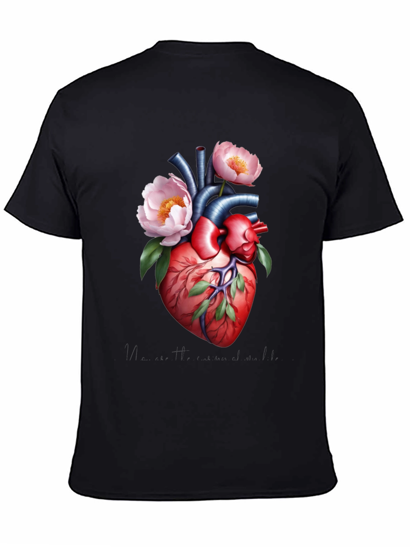 Floral Heart Graphic Tee - Unique Anatomical Design