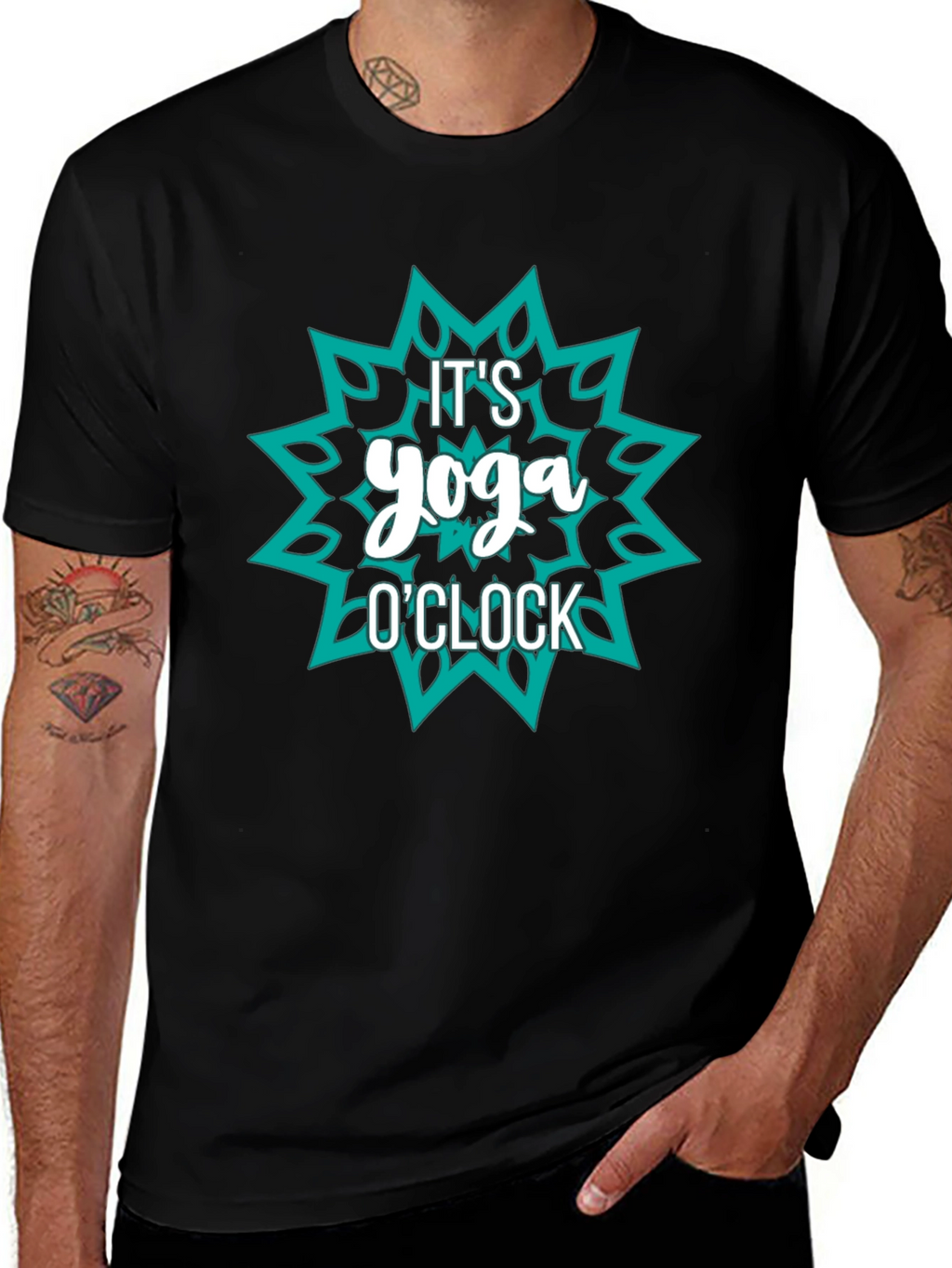 Yoga OClock Graphic Tee - Black Cotton Shirt