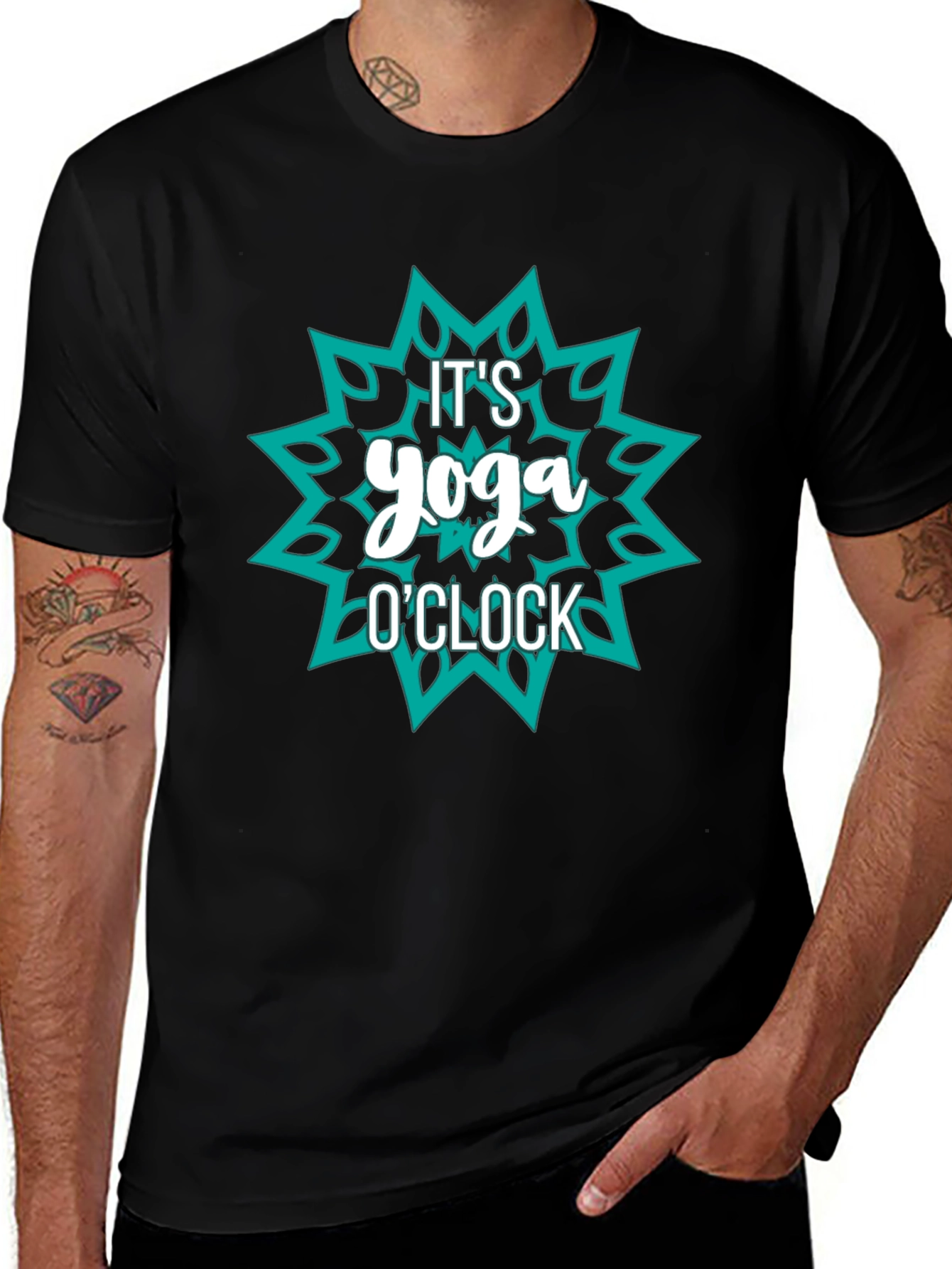 Yoga OClock Graphic Tee - Black Cotton Shirt