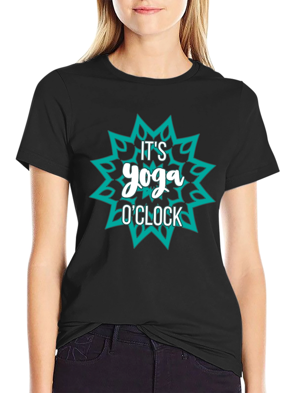 Yoga OClock Graphic Tee - Black Cotton Shirt
