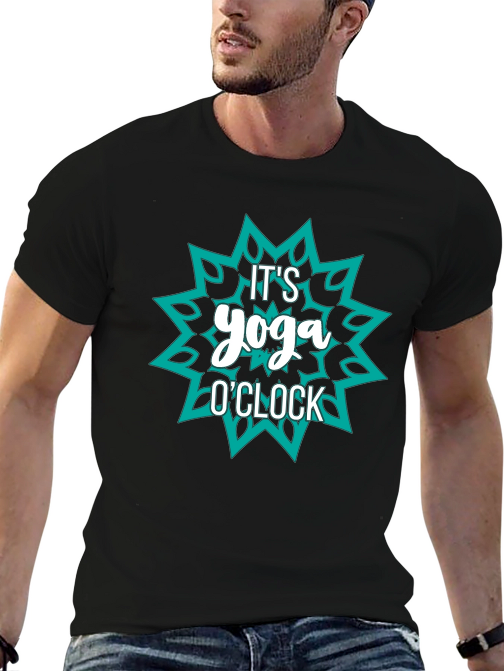 Yoga OClock Graphic Tee - Black Cotton Shirt