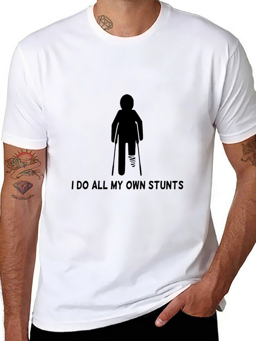 Stuntman Amputee Humor Graphic T-Shirt