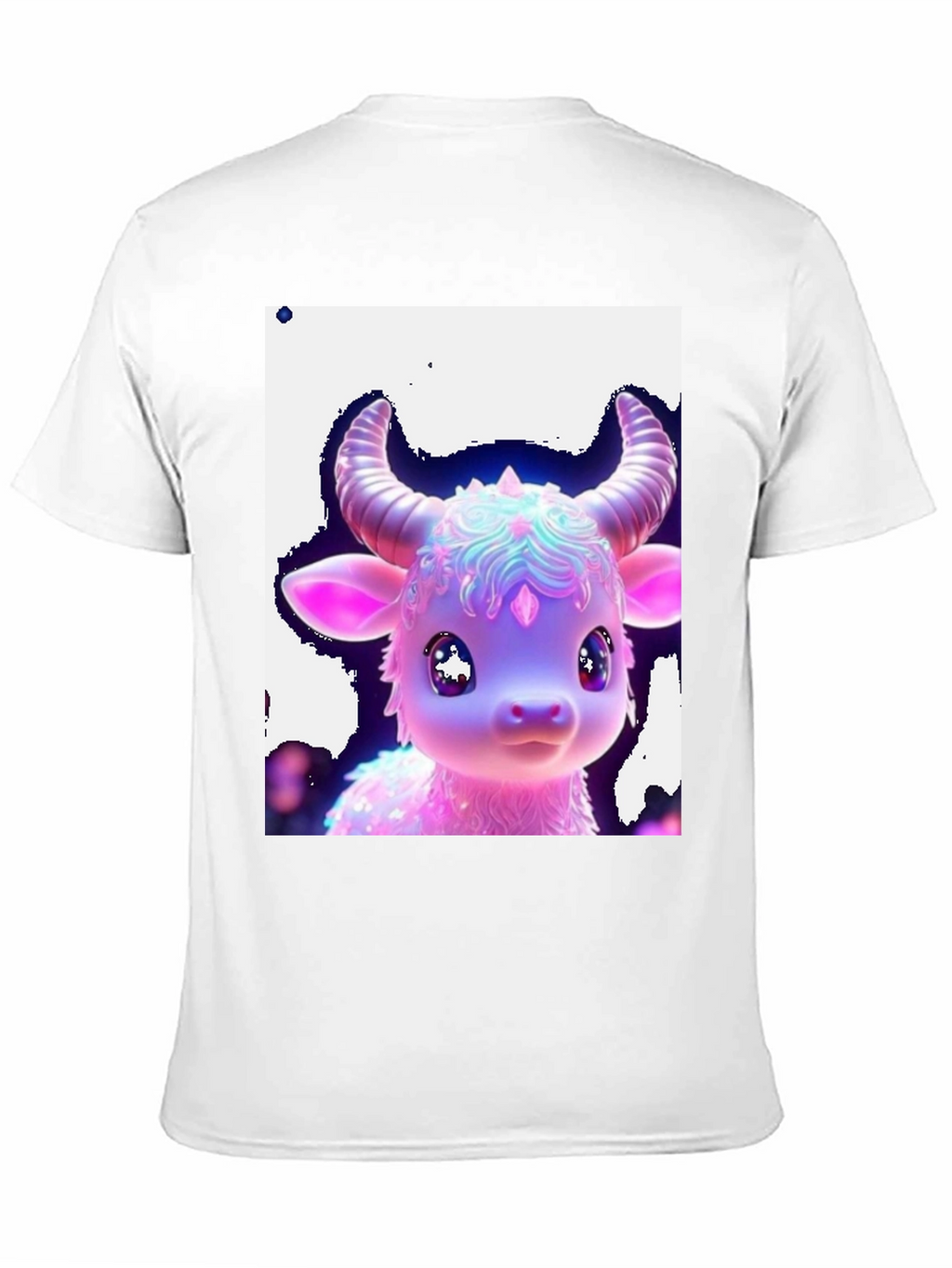 Cute Neon Cow Graphic Tee - Black Cotton Shirt