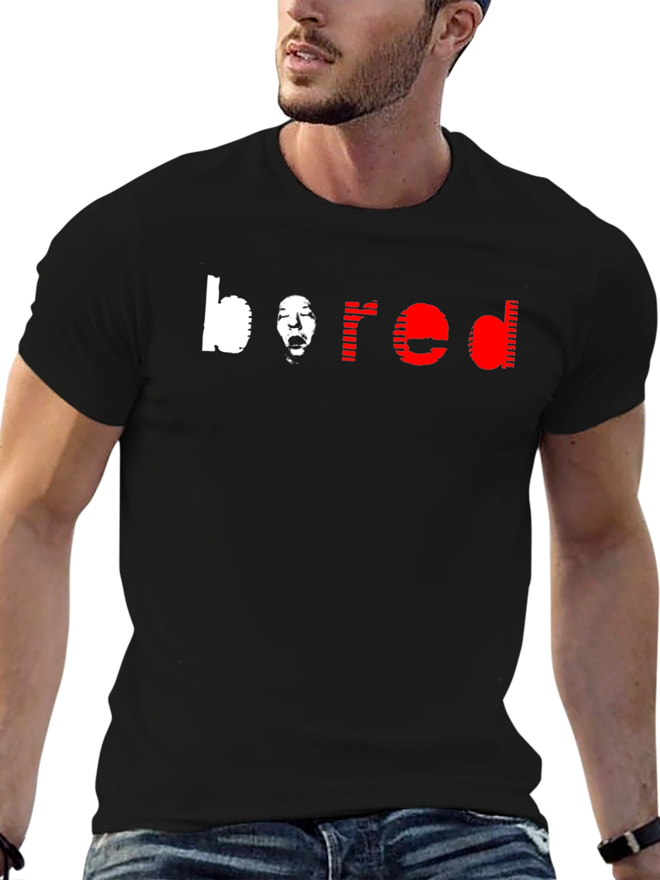 Bored Graphic Tee - Mens Black Crewneck T-Shirt