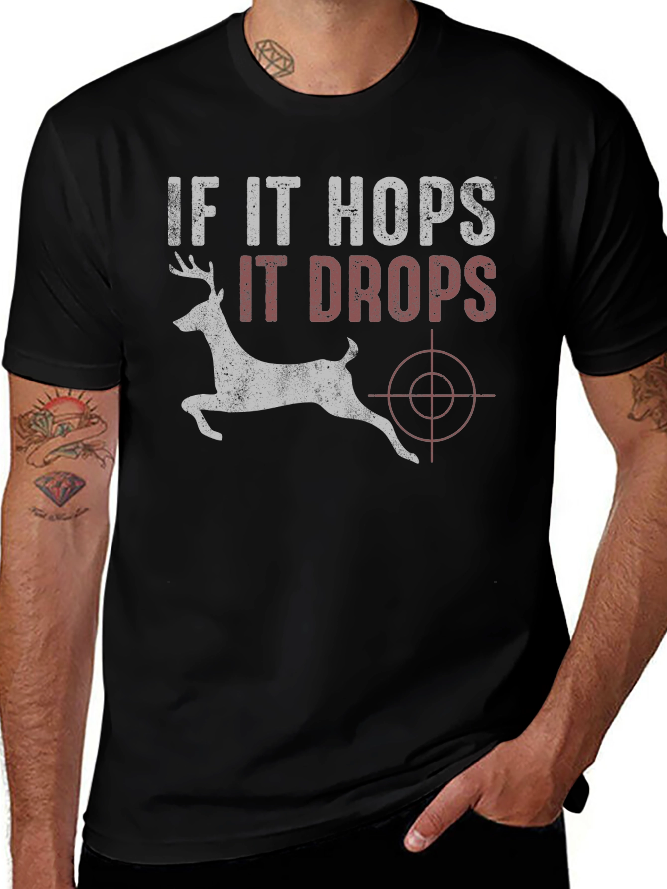 If It Hops It Drops Deer Hunting T-Shirt