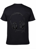 Headphone Graphic Tee - Music Lovers Black T-Shirt