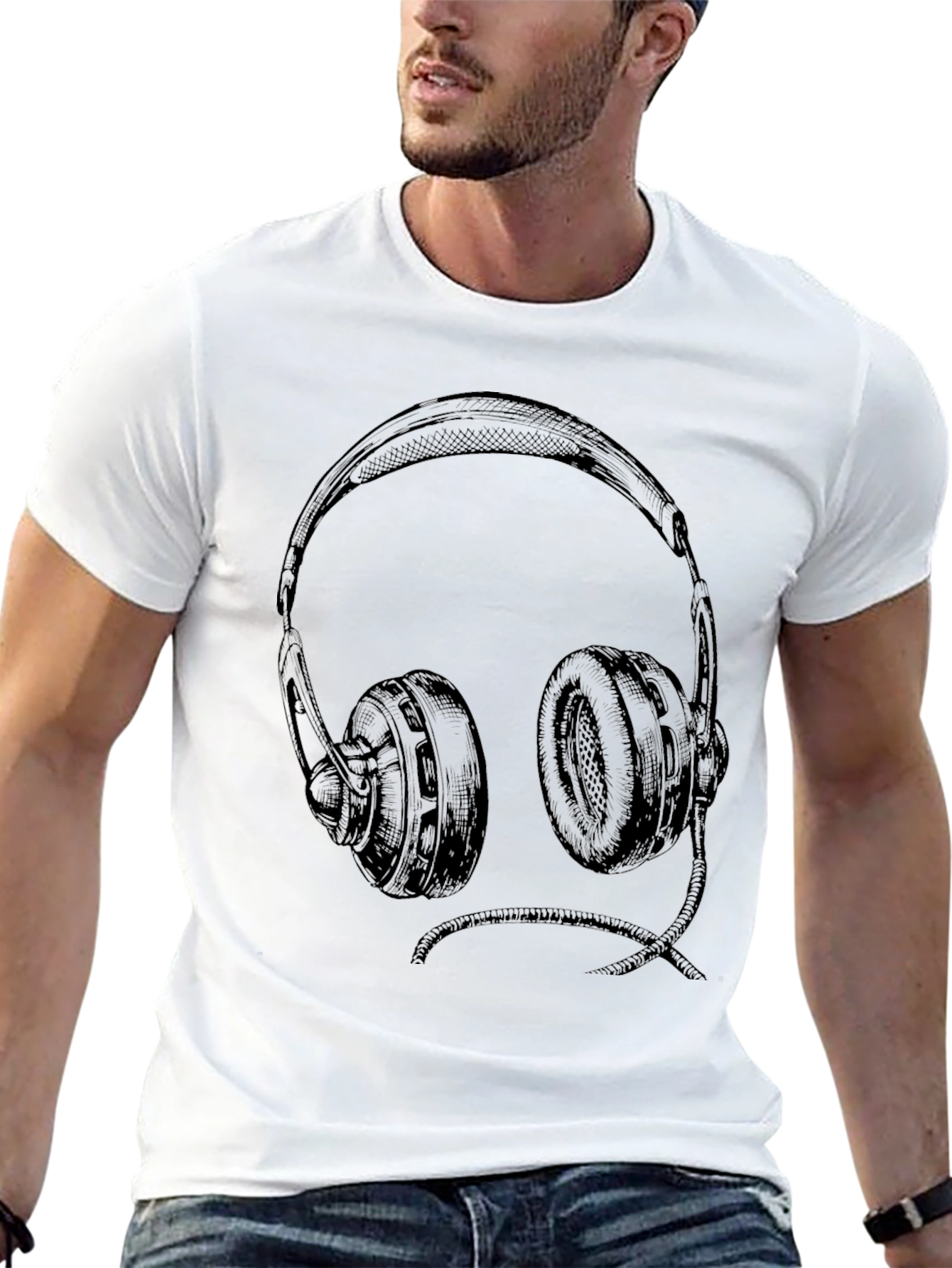 Headphone Graphic Tee - Music Lovers Black T-Shirt