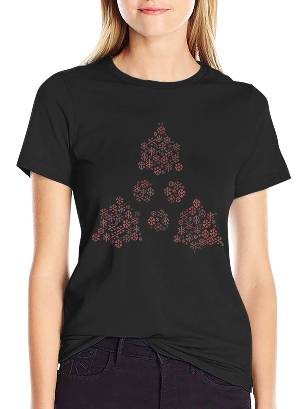 Geometric Fractal Print Black Tee