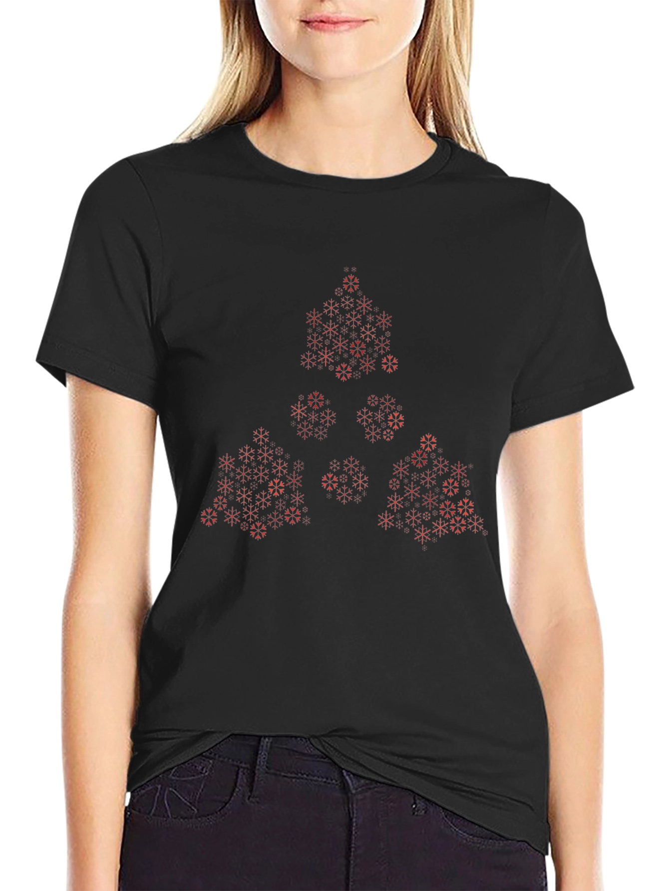 Geometric Fractal Print Black Tee