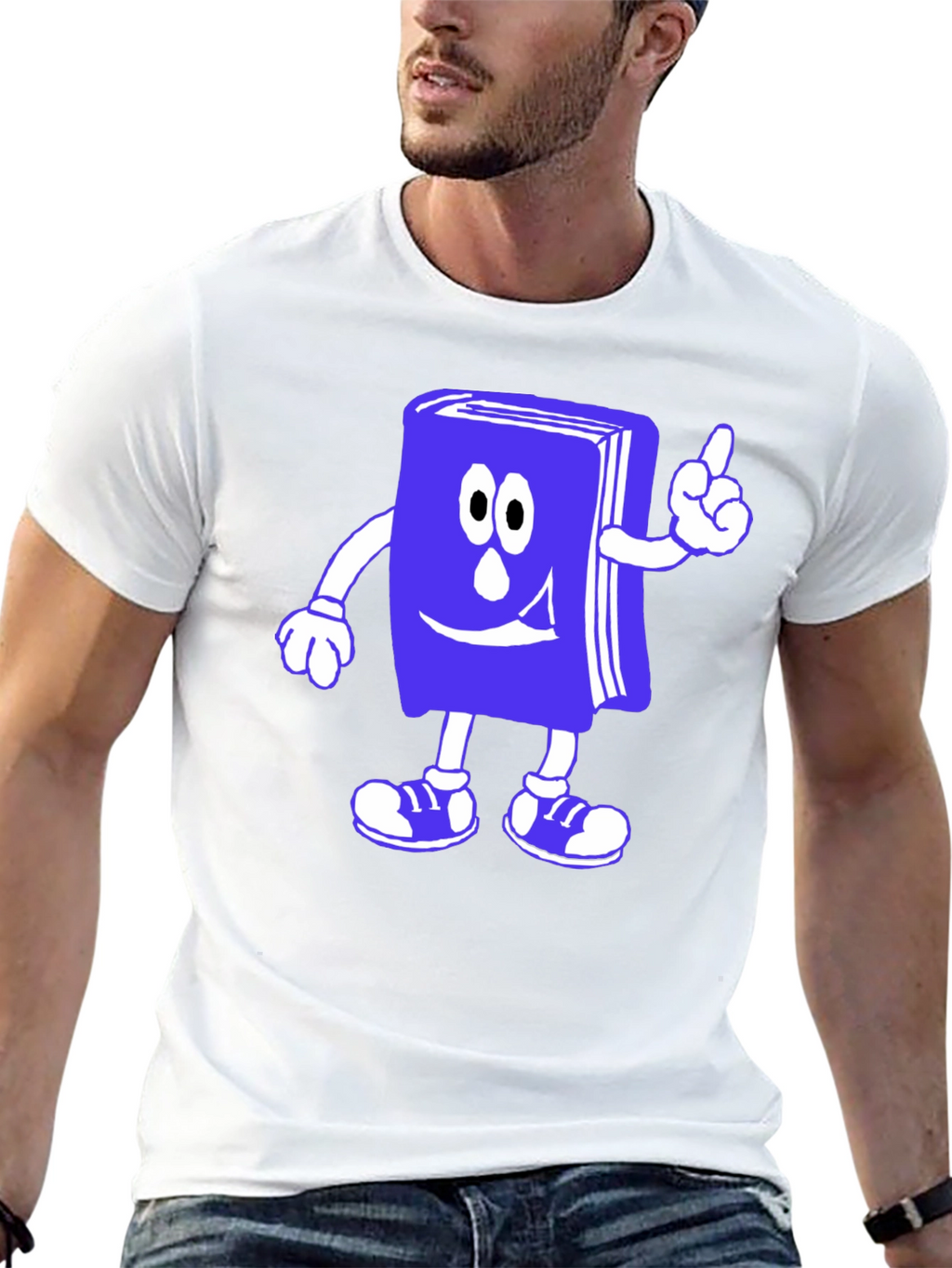 Cartoon Book T-Shirt - Black Cotton Novelty Tee