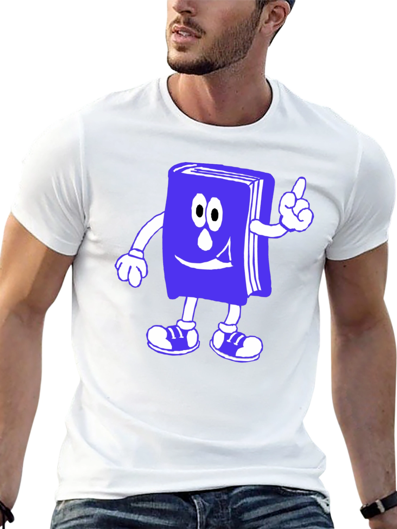Cartoon Book T-Shirt - Black Cotton Novelty Tee