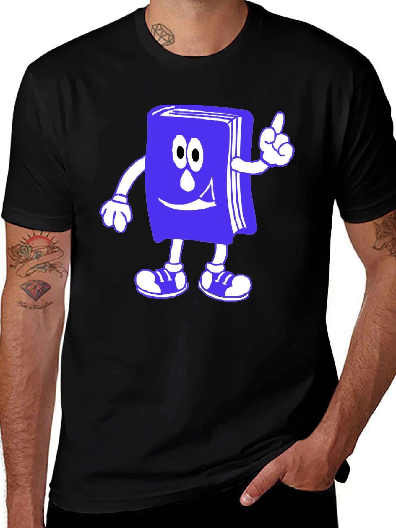 Cartoon Book T-Shirt - Black Cotton Novelty Tee