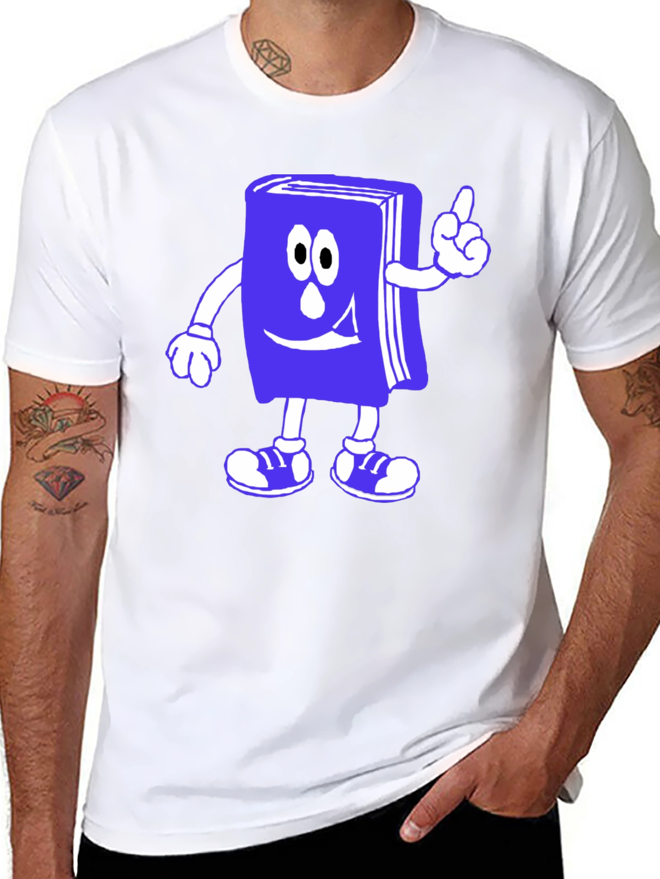Cartoon Book T-Shirt - Black Cotton Novelty Tee