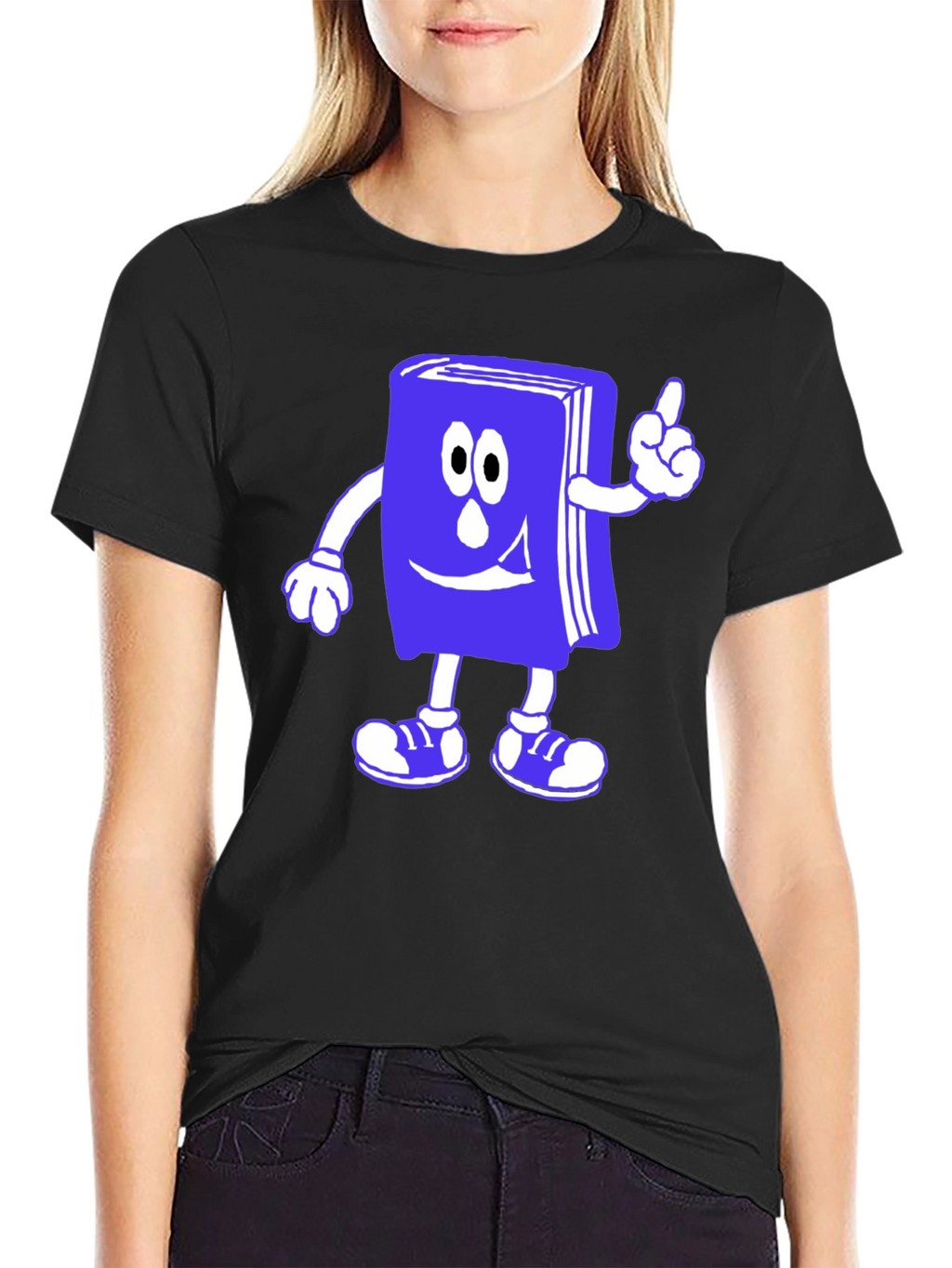 Cartoon Book T-Shirt - Black Cotton Novelty Tee