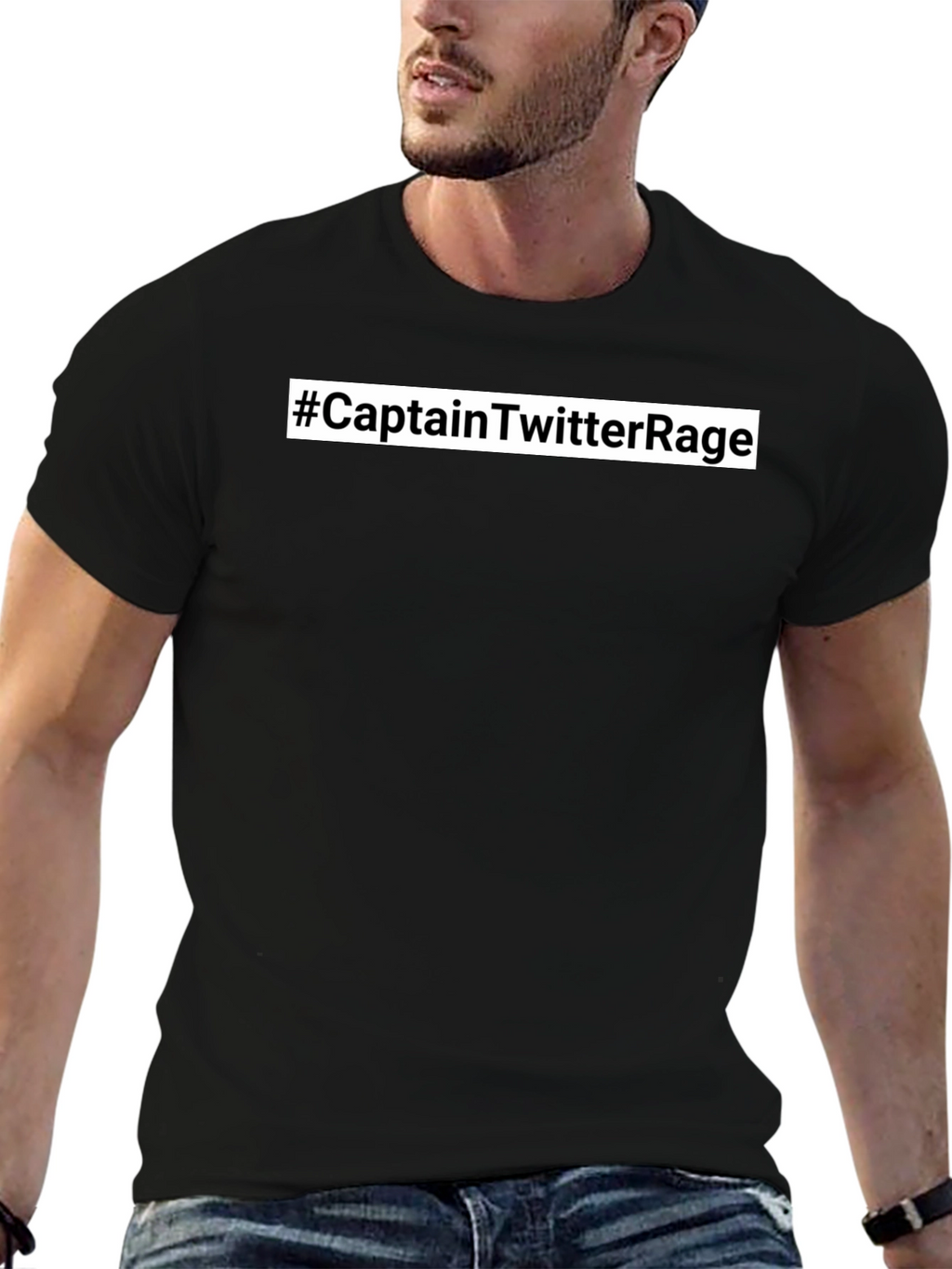 #CaptainTwitterRage T-Shirt - Black Crew Neck Tee