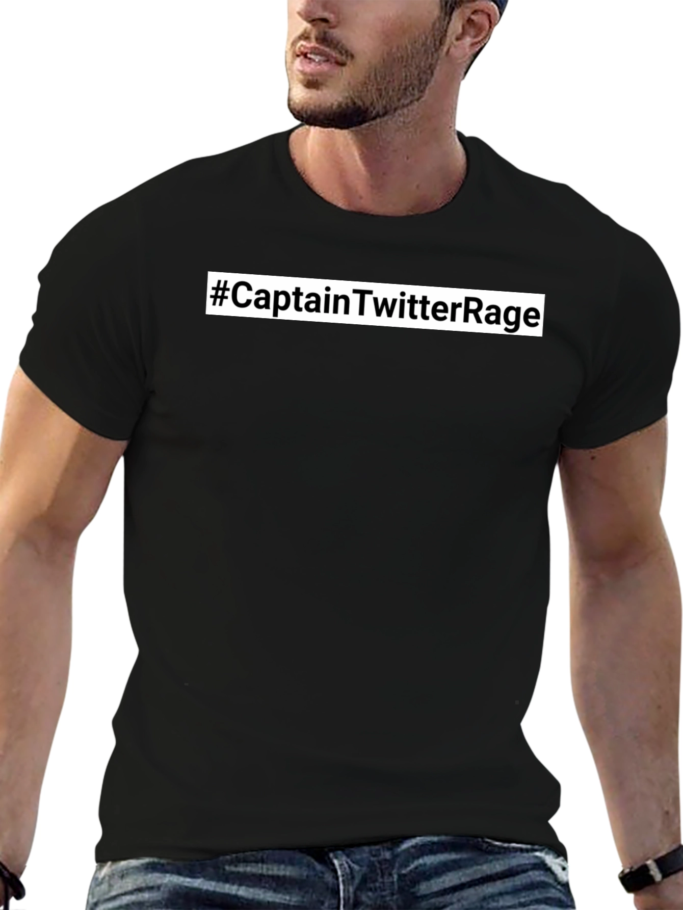 #CaptainTwitterRage T-Shirt - Black Crew Neck Tee