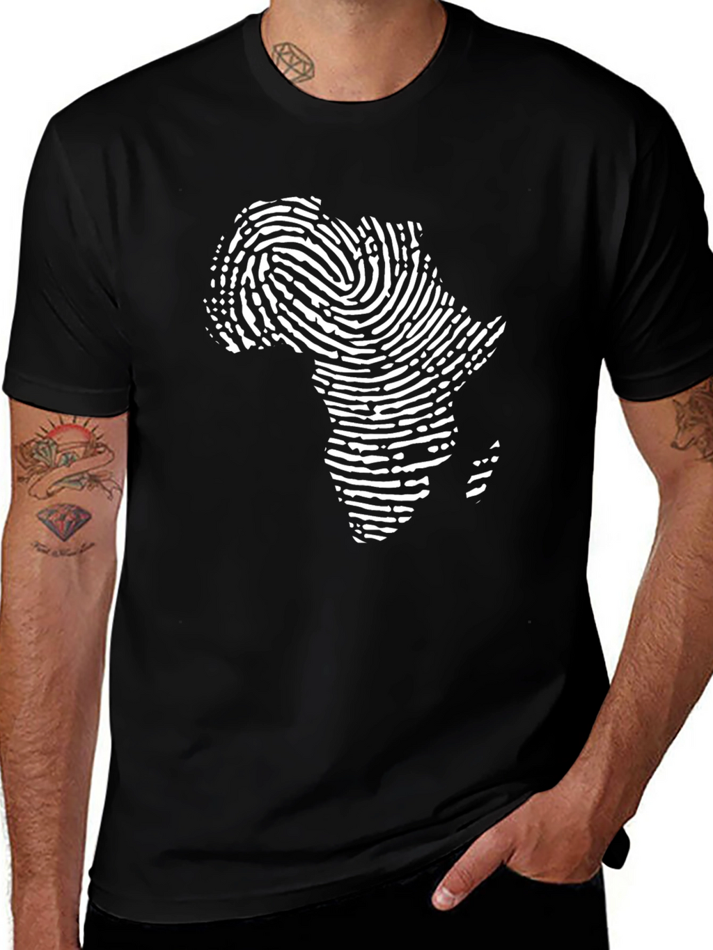 Africa Fingerprint Black T-Shirt