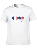 French American Flag Heart Graphic T-Shirt