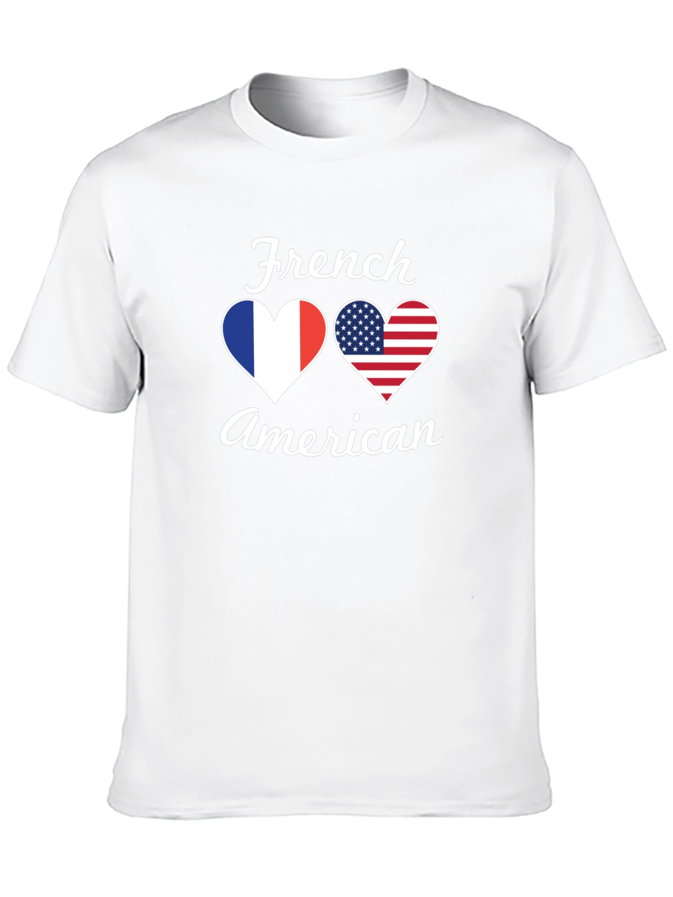 French American Flag Heart Graphic T-Shirt