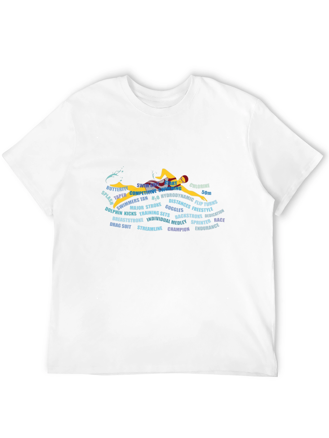 Swimming Word Art Black Graphic T-Shirt